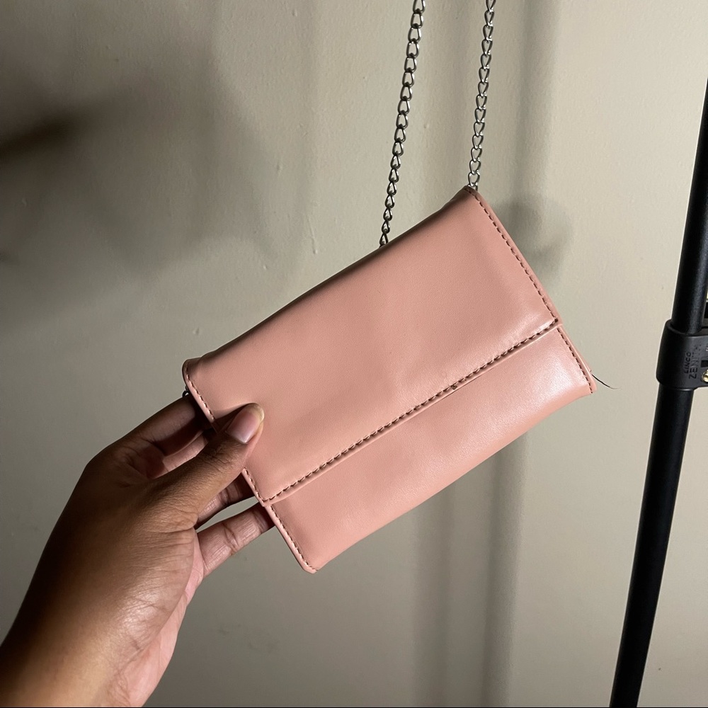 blush pink chain purse